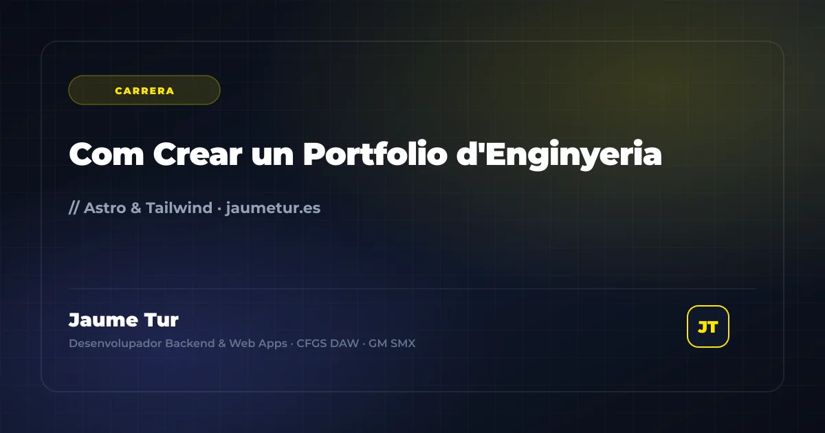 Escriptori d'un enginyer de programari i disseny de portfolio